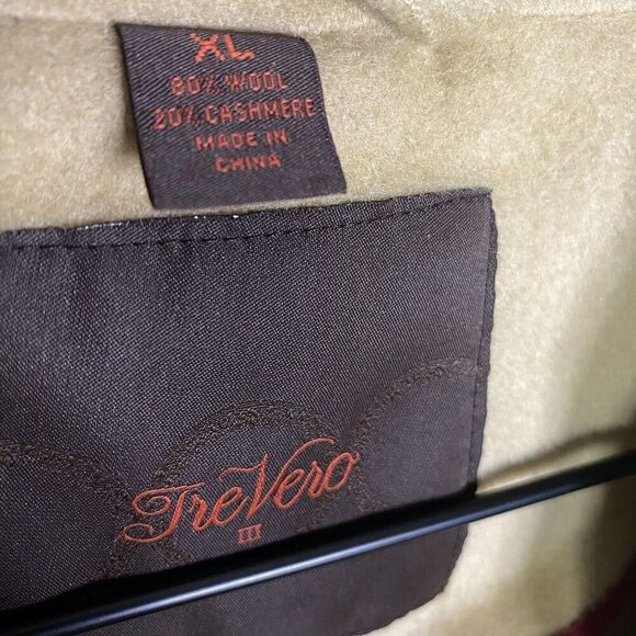 Wool Cashmere Trench Coat XL MEN TreVero Double Breasted Camel Tan Vintage - Picture 3 of 14